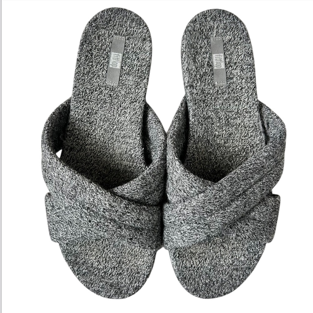 FIT FLOP Gracie‎ Merino Wool Cross-Slide Lounge/Active Sandals Heather Gray 11 - Picture 3 of 11